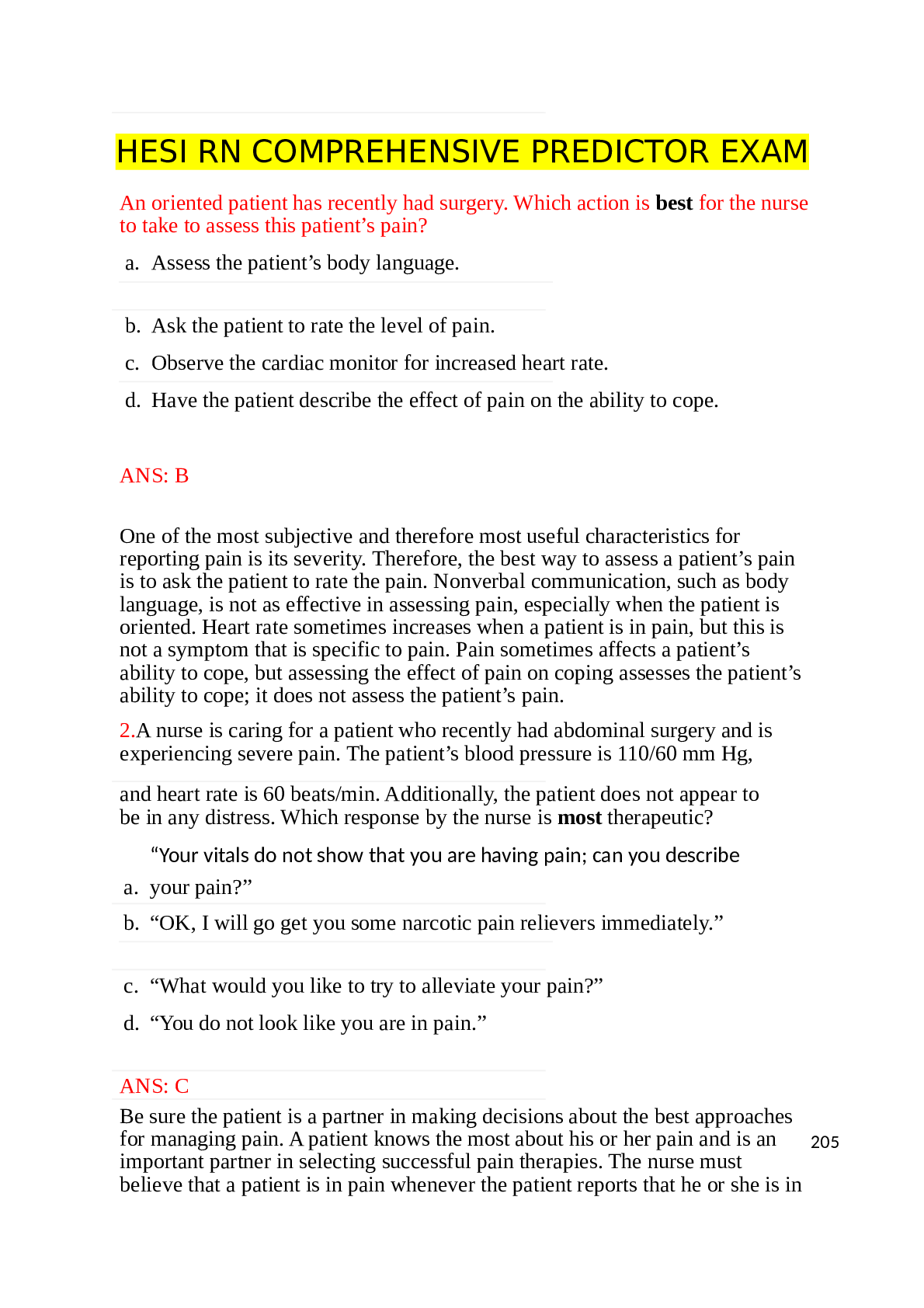 Preview image of HESI RN COMPREHENSIVE PREDICTOR EXAM document